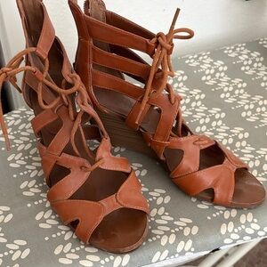 Jessica Simpson Brown Strappy Wedge Sandals